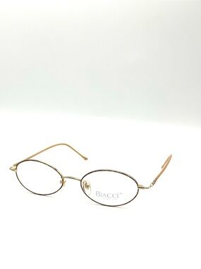 NWT Biacci Gold Oval Metal Wire Glasses Frames - Y2K Vintage